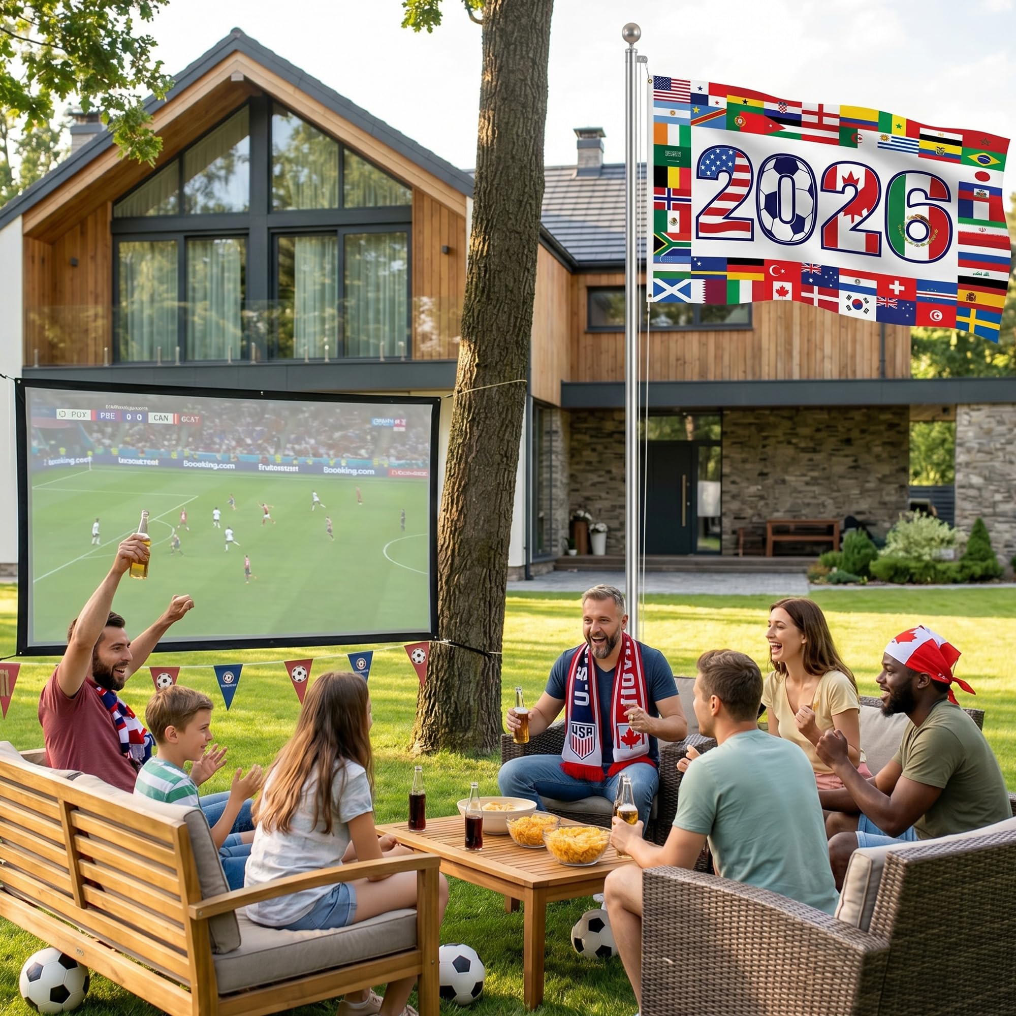 2026 World Cup Welcome Flag 3x5 ft – Double Sided Printed Outdoor Flags with USA, Canada & Mexico Design – Decorative Yard Banner for Soccer Tournament, Lawn, Patio & Sports Fans – Weather Resistant