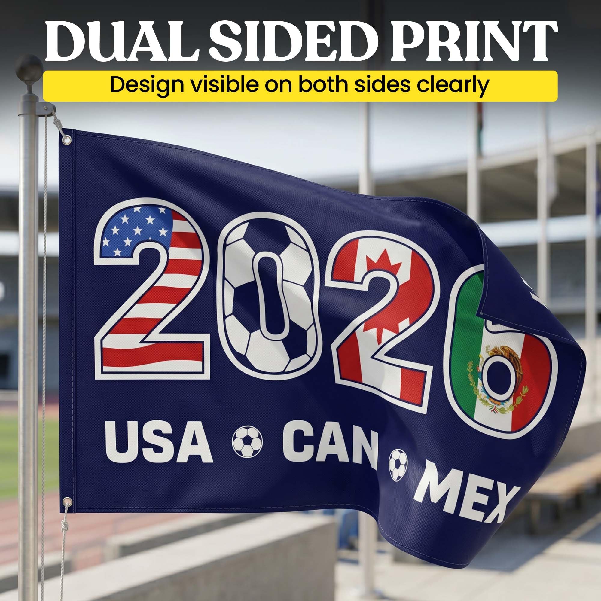 2026 World Cup Welcome Flag 3x5 ft – Double Sided Printed Outdoor Flags with USA, Canada & Mexico Design – Decorative Yard Banner for Soccer Tournament, Lawn, Patio & Sports Fans – Weather Resistant