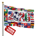 2026 World Cup Welcome Flag 3x5 ft – Double Sided Printed Outdoor Flags with USA, Canada & Mexico Design – Decorative Yard Banner for Soccer Tournament, Lawn, Patio & Sports Fans – Weather Resistant