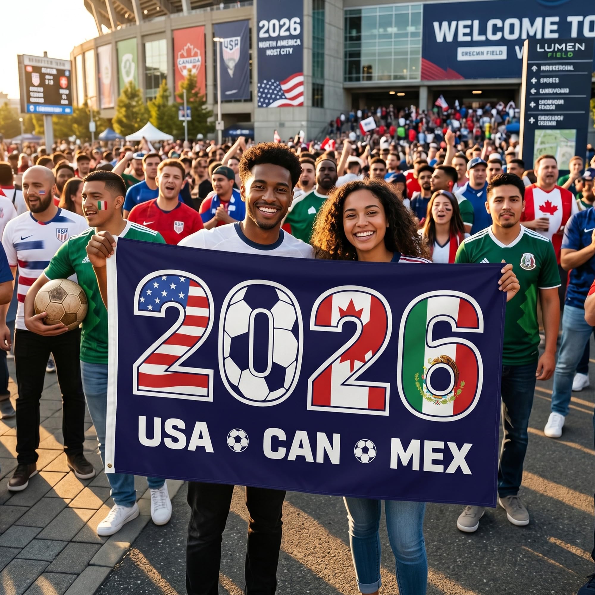 2026 World Cup Welcome Flag 3x5 ft – Double Sided Printed Outdoor Flags with USA, Canada & Mexico Design – Decorative Yard Banner for Soccer Tournament, Lawn, Patio & Sports Fans – Weather Resistant