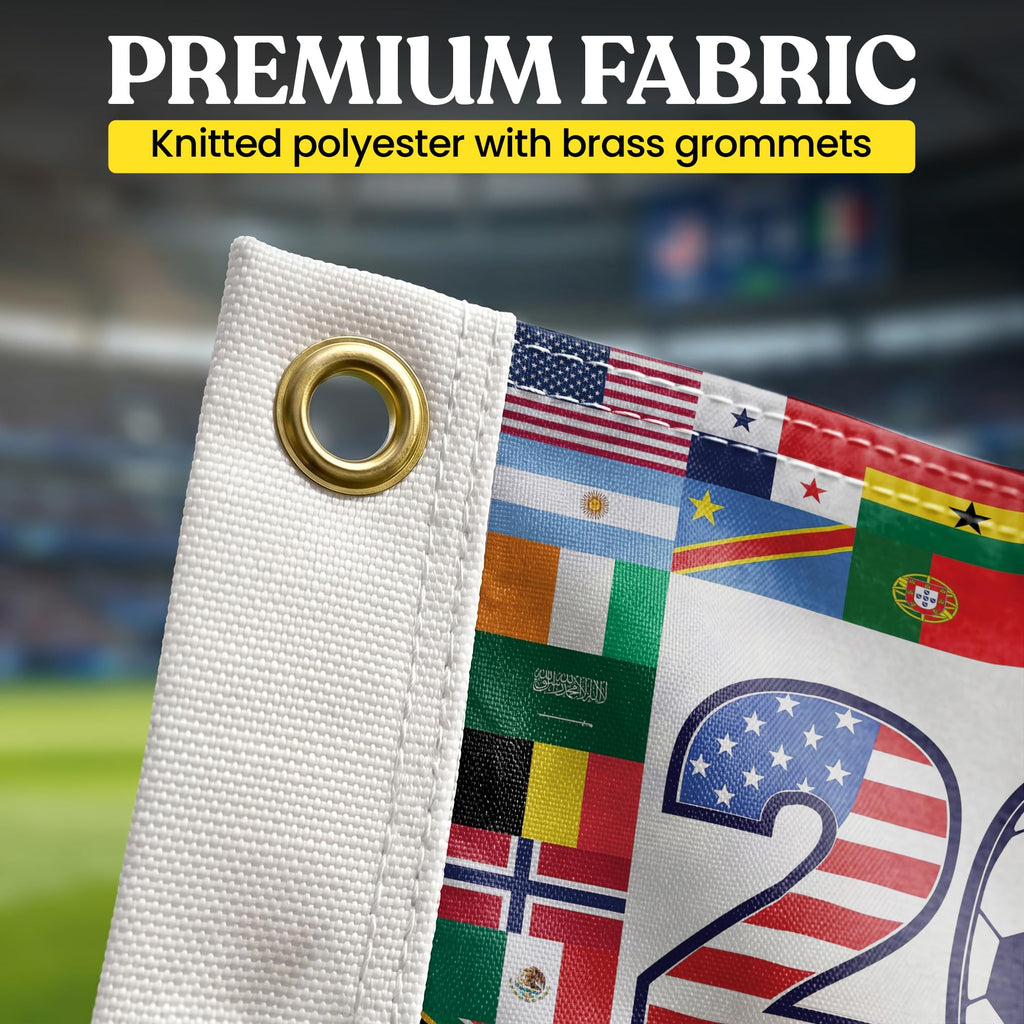 2026 World Cup Welcome Flag 3x5 ft – Double Sided Printed Outdoor Flags with USA, Canada & Mexico Design – Decorative Yard Banner for Soccer Tournament, Lawn, Patio & Sports Fans – Weather Resistant
