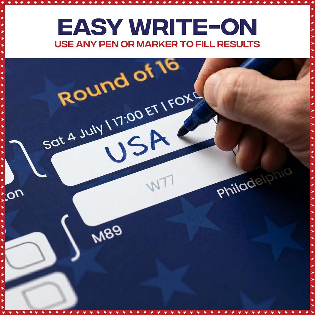 World Cup Wall Chart 2026 | USA Theme - A1 Size 2026 World Cup Football Poster with US Fixtures, Dates, Kick Off Times, Stadiums & Host Cities | World Cup Sweepstake & Prediction Chart