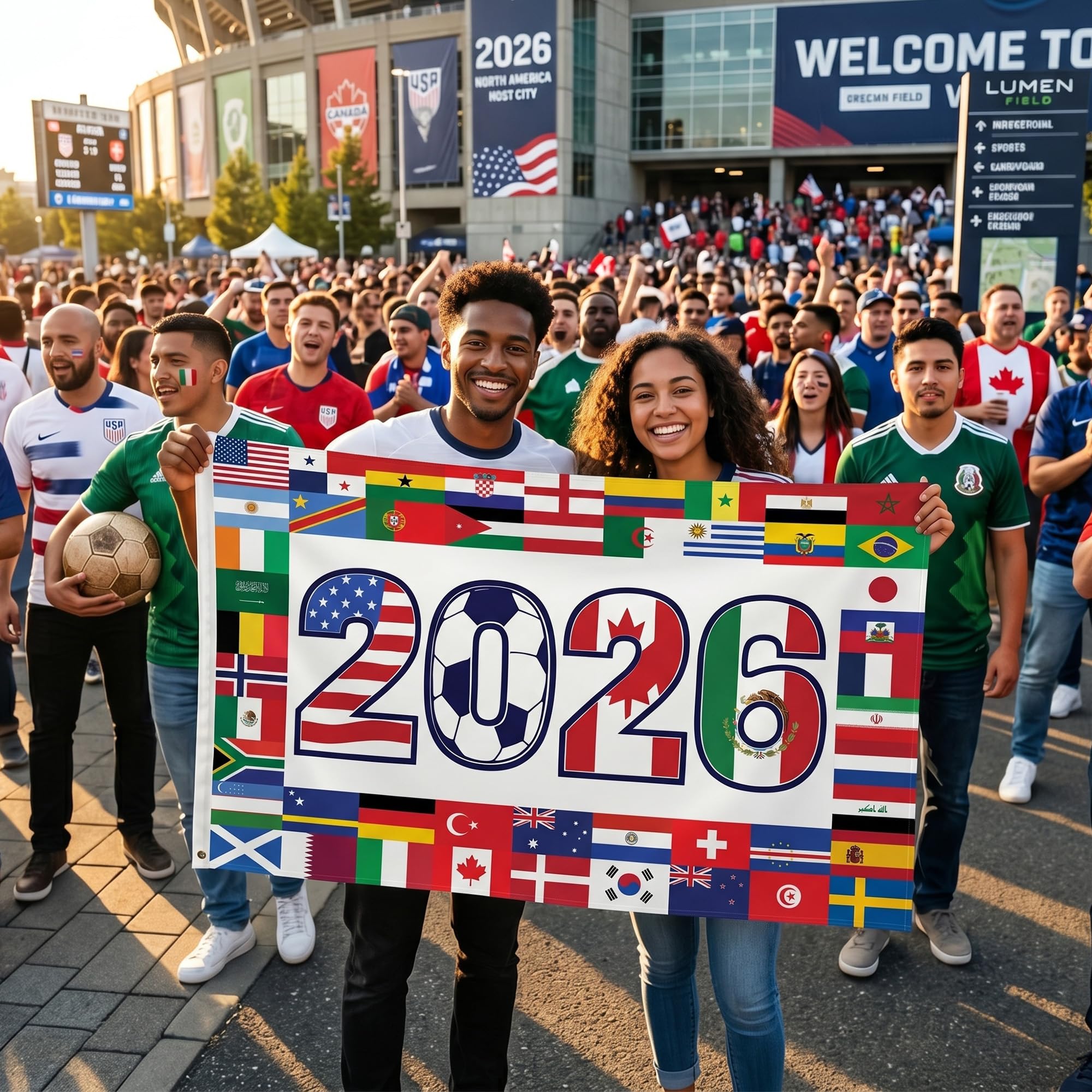 2026 World Cup Welcome Flag 3x5 ft – Double Sided Printed Outdoor Flags with USA, Canada & Mexico Design – Decorative Yard Banner for Soccer Tournament, Lawn, Patio & Sports Fans – Weather Resistant