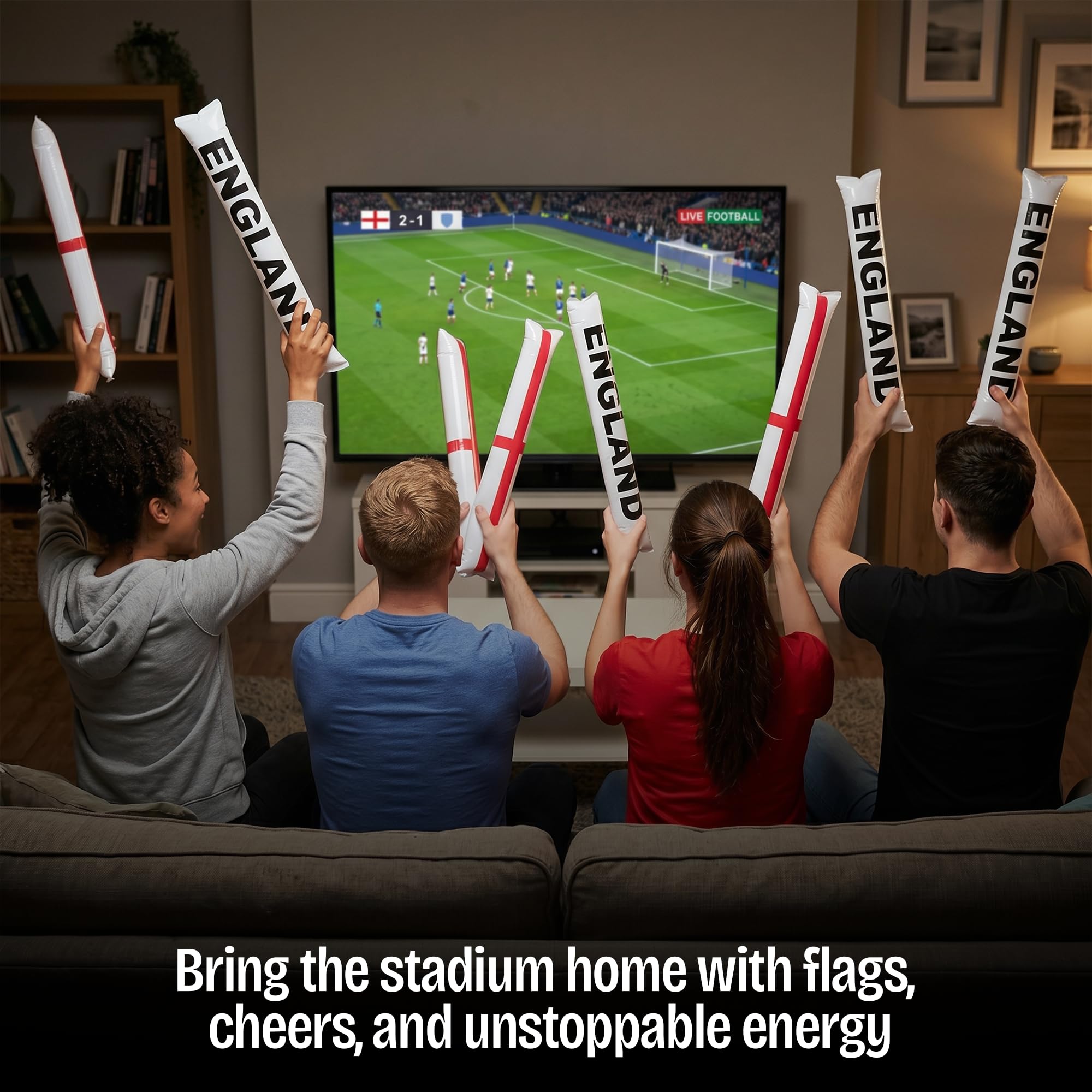 2026 World Cup Supporter Set – Bunting, Thundersticks, Wristband & Keyring – Football Fan Set for World Cup, Parties & Events, USA/Mexico/England