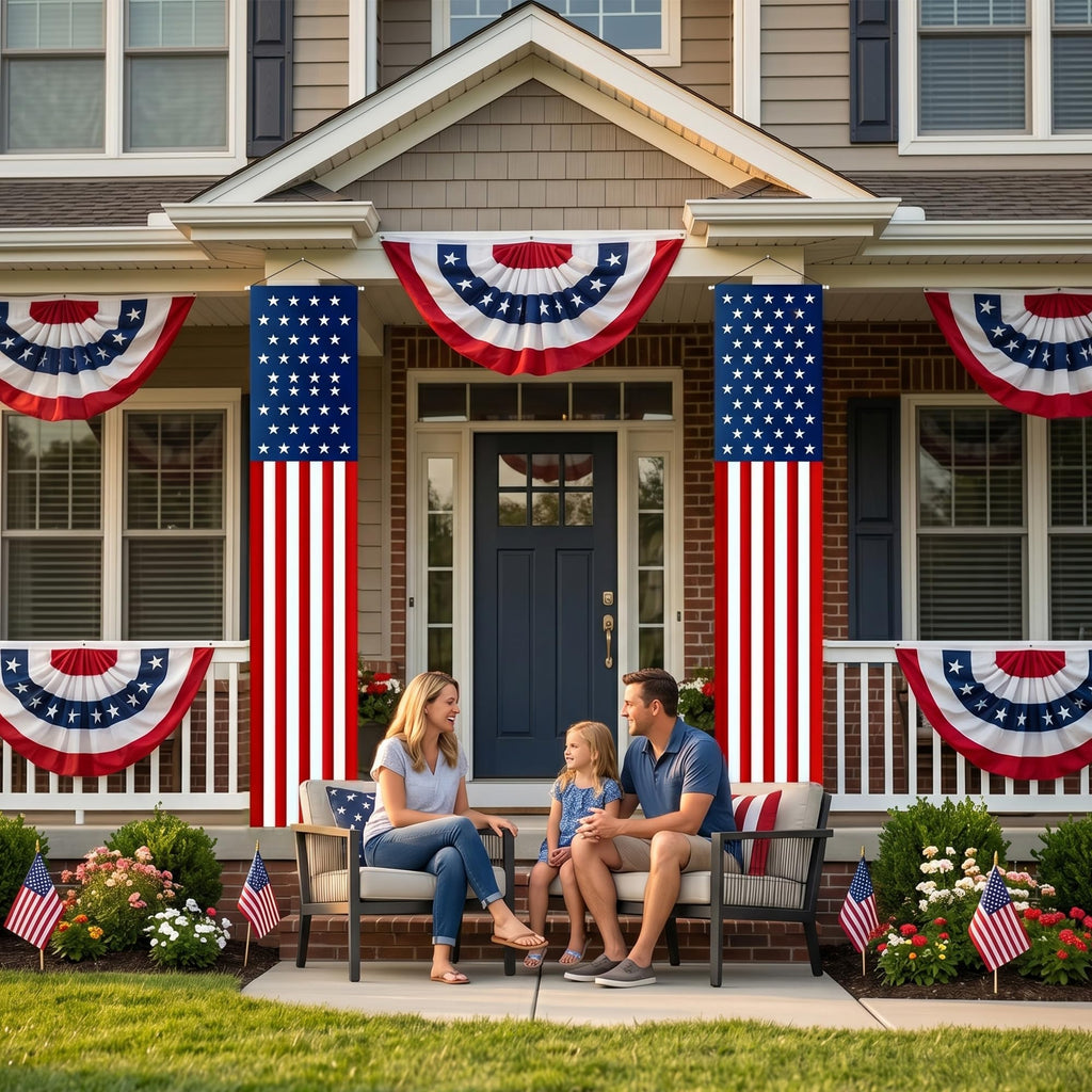 USA 250 Years Porch Banner 14x72 Inch – 2 Patriotic 250th Anniversary Banners For 4th of July Decorations – Red Navy Blue Eagle USA Map Stars - Vertical Hanging Entryway Décor