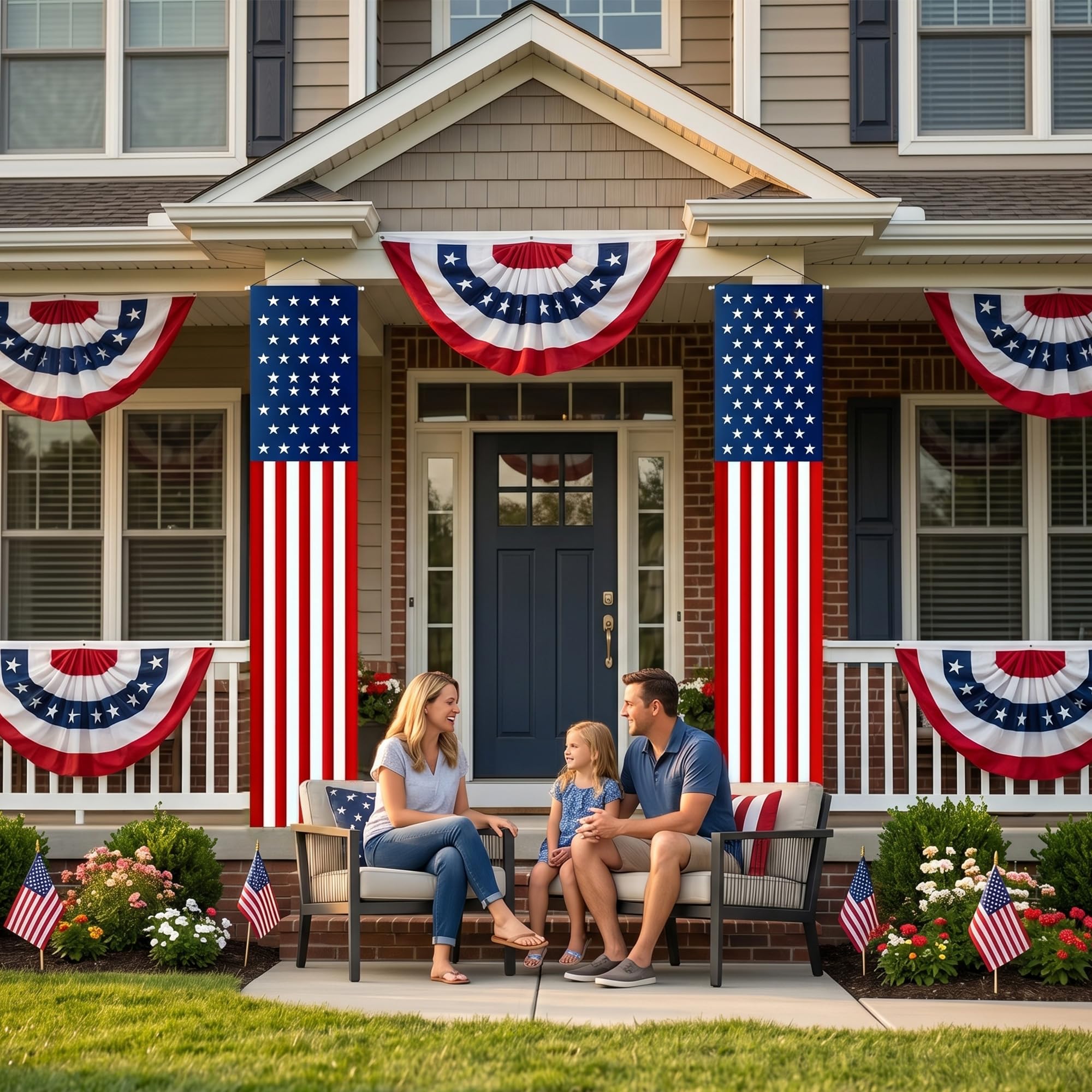 USA 250 Years Porch Banner 14x72 Inch – 2 Patriotic 250th Anniversary Banners For 4th of July Decorations – Red Navy Blue Eagle USA Map Stars - Vertical Hanging Entryway Décor