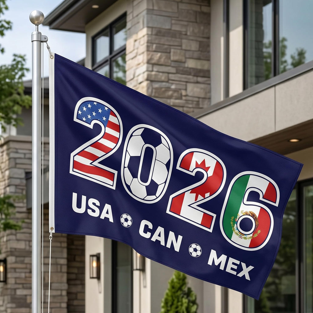 2026 World Cup Welcome Flag 3x5 ft – Double Sided Printed Outdoor Flags with USA, Canada & Mexico Design – Decorative Yard Banner for Soccer Tournament, Lawn, Patio & Sports Fans – Weather Resistant