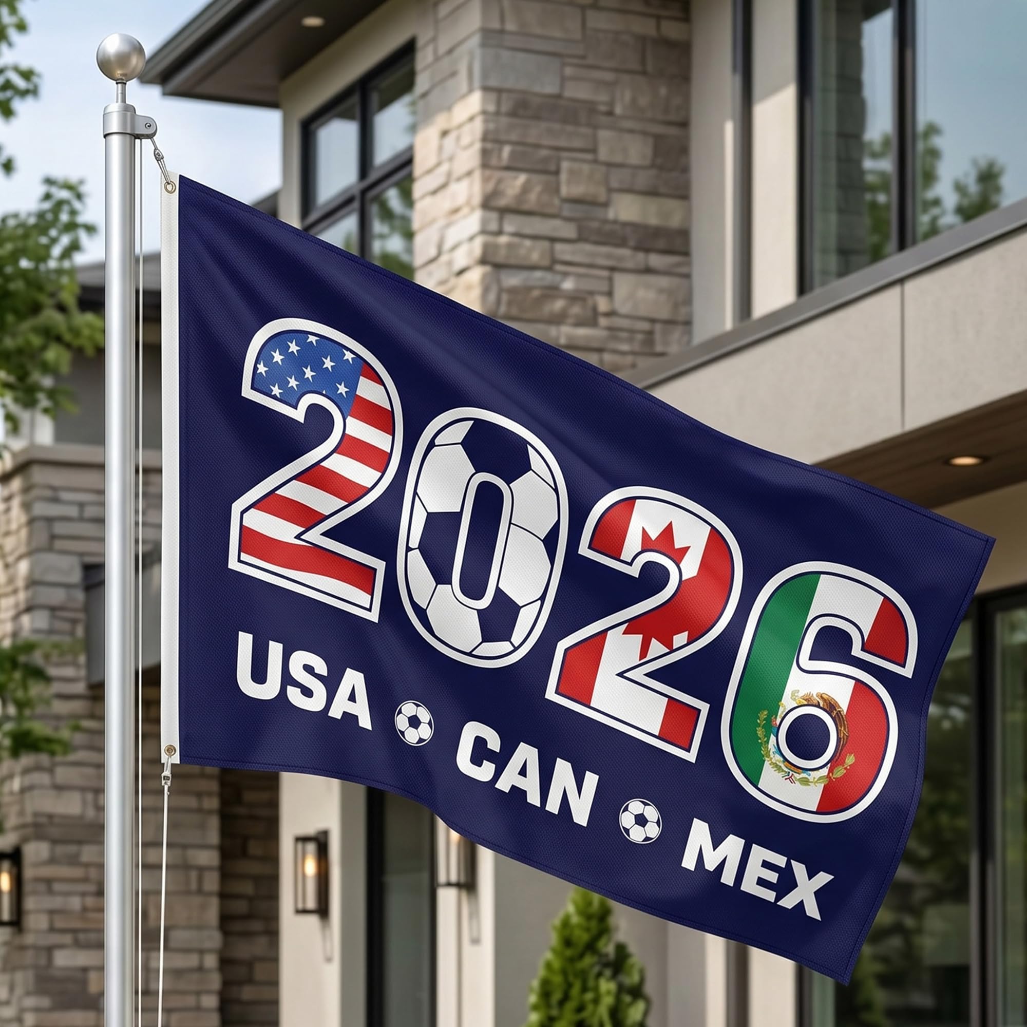 2026 World Cup Welcome Flag 3x5 ft – Double Sided Printed Outdoor Flags with USA, Canada & Mexico Design – Decorative Yard Banner for Soccer Tournament, Lawn, Patio & Sports Fans – Weather Resistant
