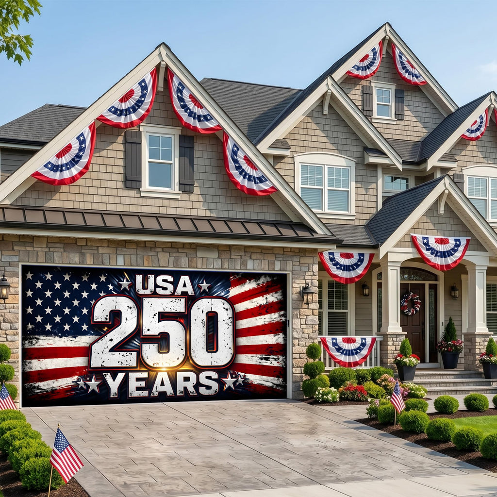 USA 250th Anniversary Garage Door Banner 7x16 Ft – America 1776 2026 Patriotic Bald Eagle Outdoor Large Banner 4th of July, Independence Day, America Home Decor
