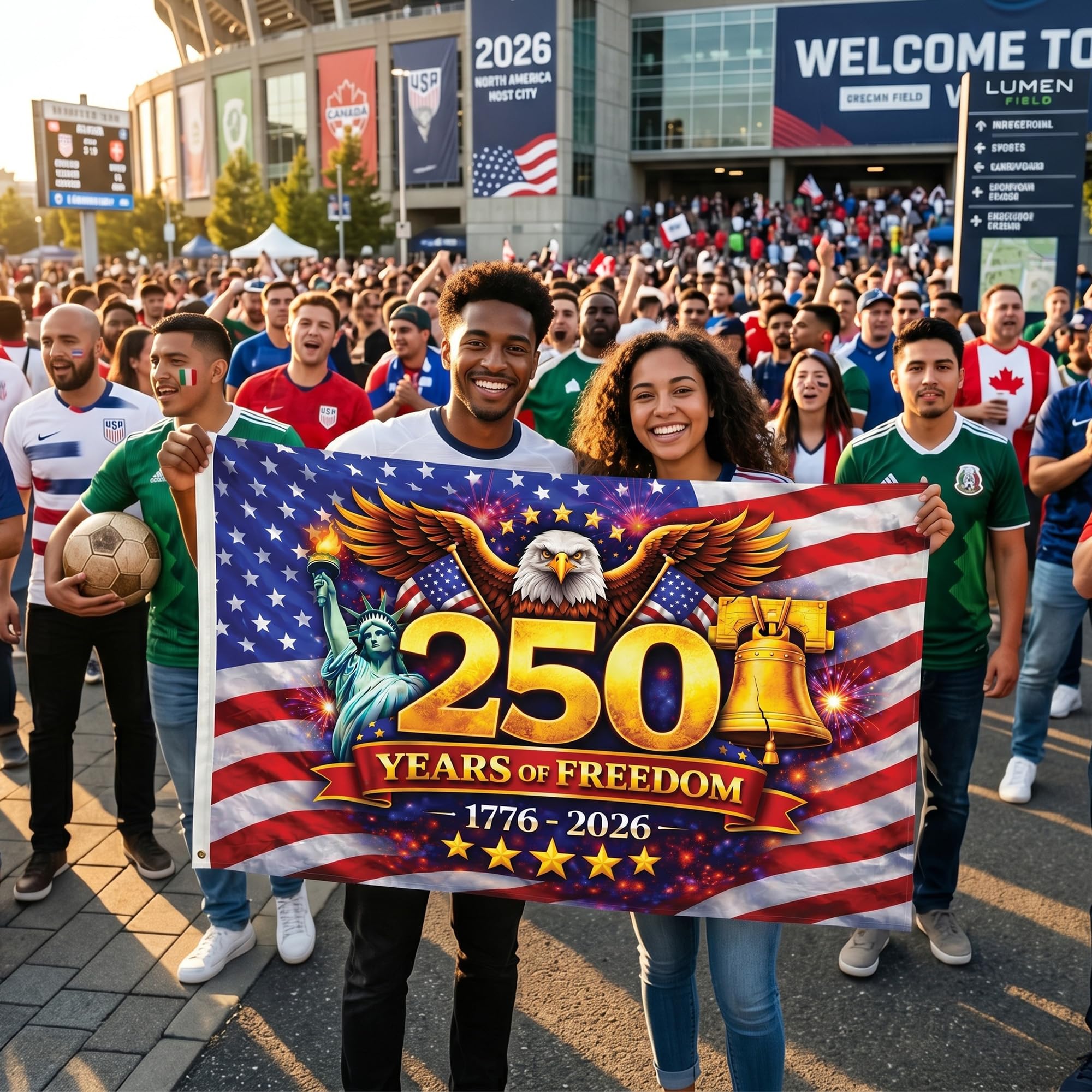 2026 World Cup Welcome Flag 3x5 ft – Double Sided Printed Outdoor Flags with USA, Canada & Mexico Design – Decorative Yard Banner for Soccer Tournament, Lawn, Patio & Sports Fans – Weather Resistant