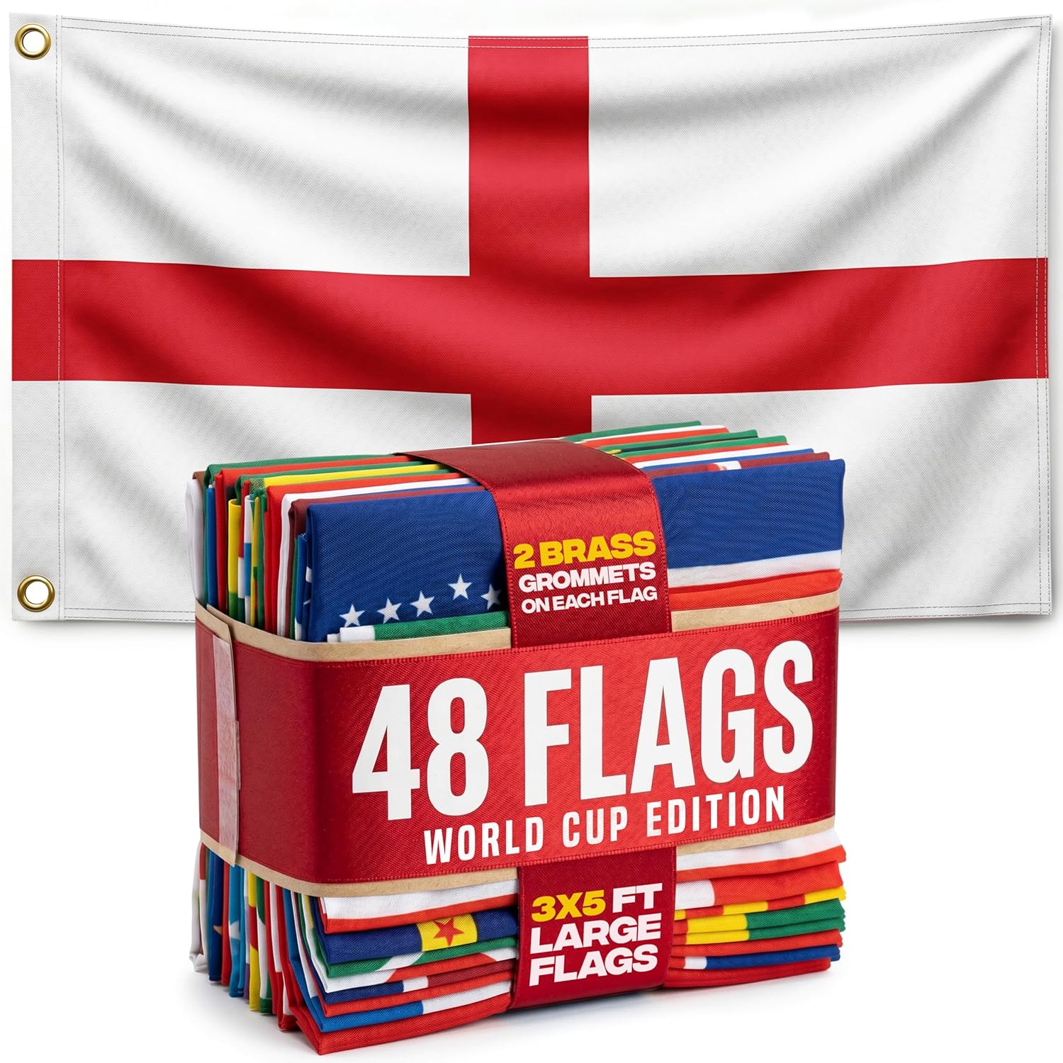 2026 World Cup Football Flags – Complete Set of 48 National Team Flags 90x150cm – Dual-Sided Print, UV Fade Resistant, Brass Grommets – Pub, Bar & Fan Zone - Match Day Decorations