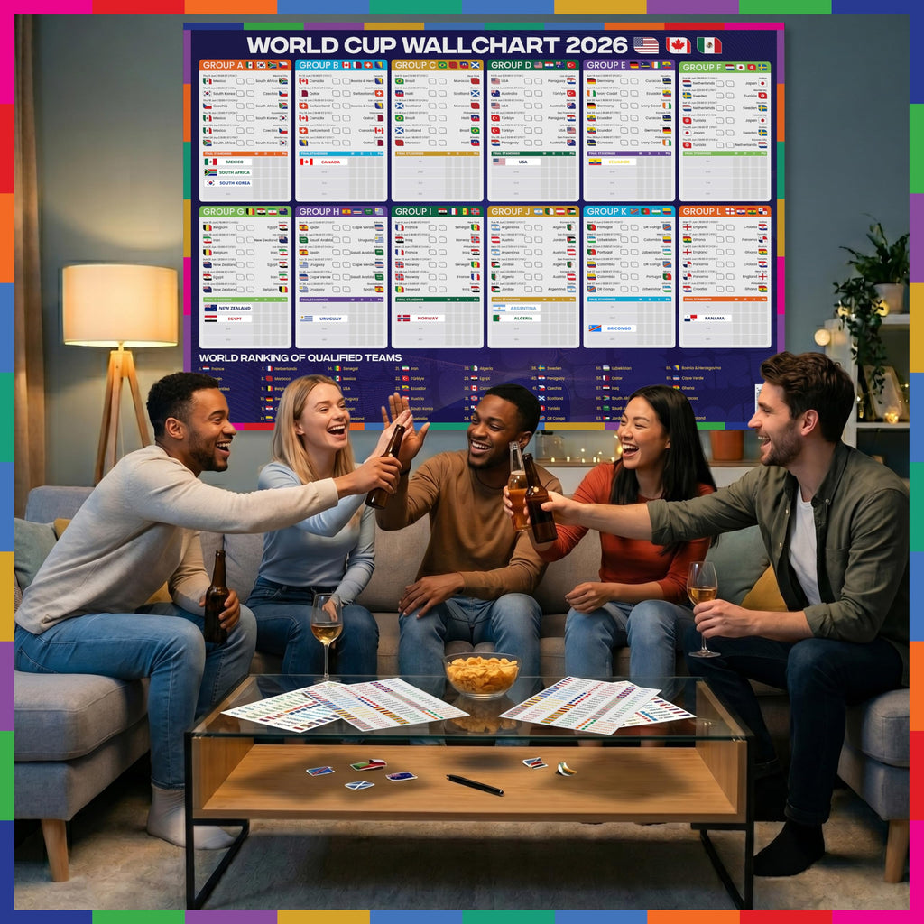 2026 World Cup Wall Chart Ultimate Kit – Large Tournament Bracket Poster + 288 Country Stickers, Action Stickers, Sweepstake Kit, Predictions Cards, Schedule & Accessories – Soccer Fan Party Pack